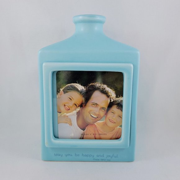 Scripture Photo Vase DaySpring Happy Jeanne Winters Teal Ceramic 2008 Psalm 68:3 - Picture 3 of 10